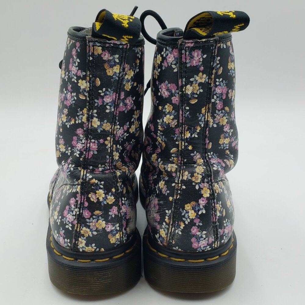 Dr. Martens Floral High Top Boots 8 Womens Docs Leather Lace Up Purple - Picture 5 of 11